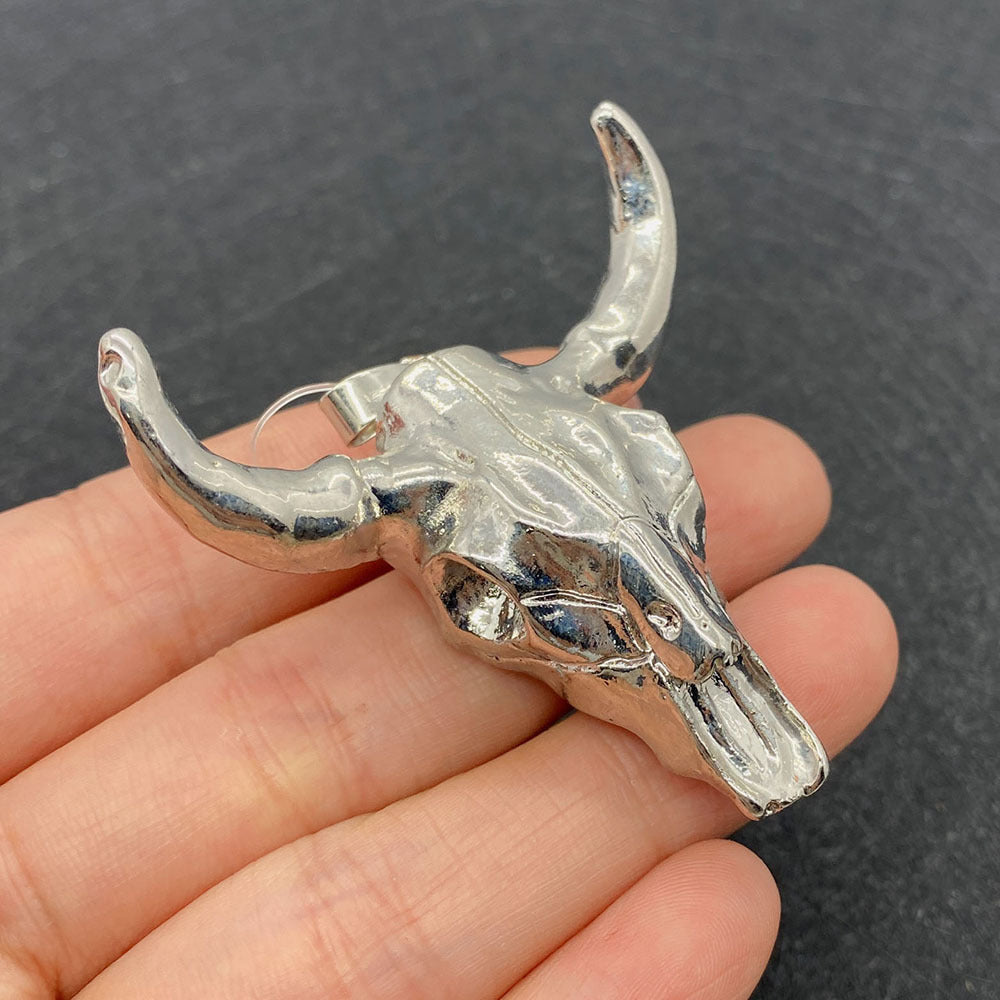 Wholesale 45×46mm Acrylic White Gold Bull Head Shape Melon Seed Buckle Pendant